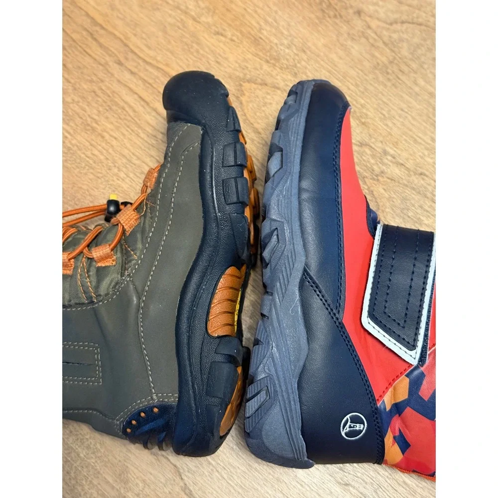 Keen Kid Quilted Winter Snow Boot Olive Green Orange Size 2 Toggle Waterproof